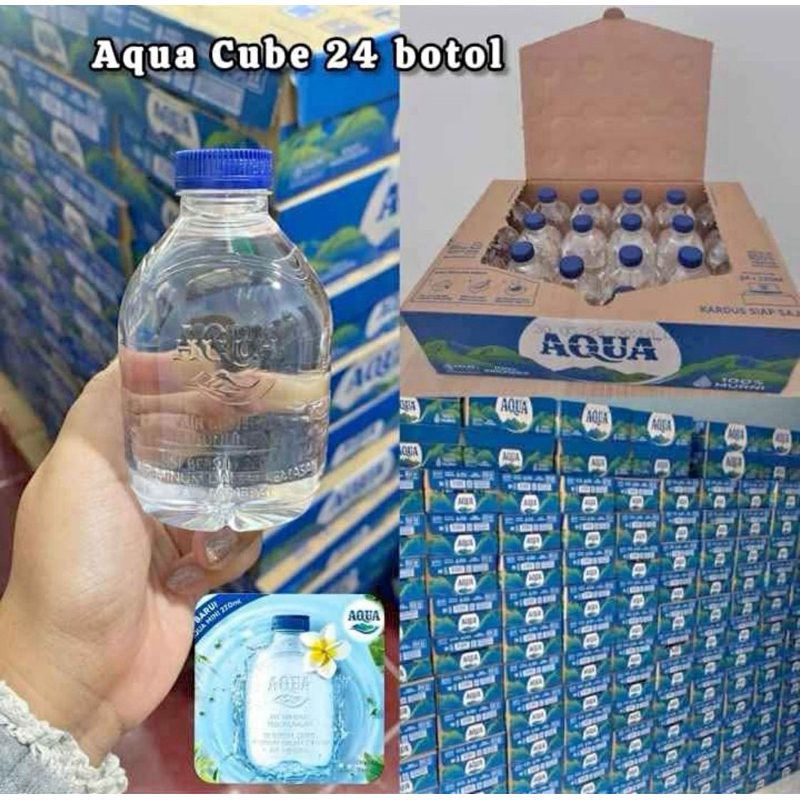 

(READY SIAP KIRIM)Air Mineral AQUA Botol Mini 220 ml isi 24 botol kotak lucu ( Cube )