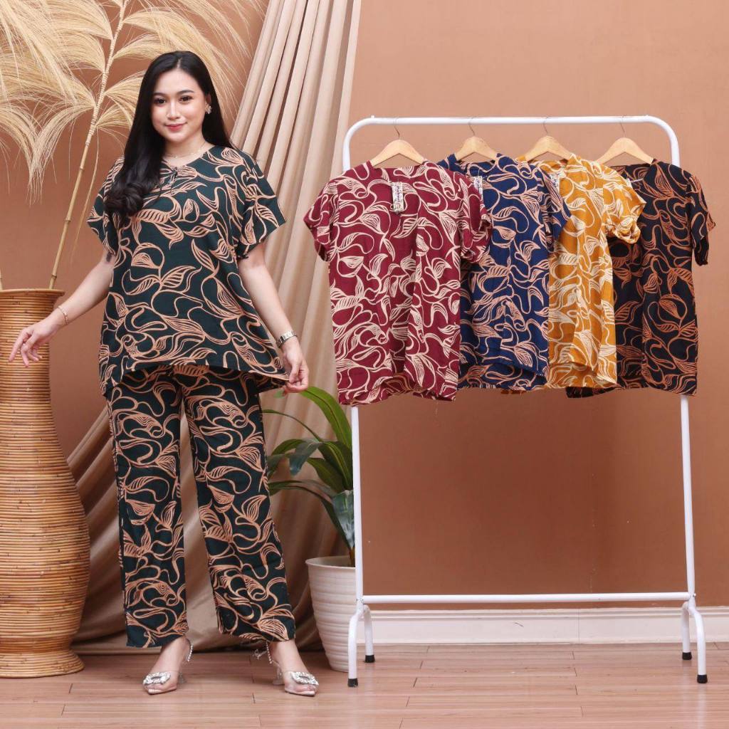 SETELAN CELANA PANJANG ld 110cm  set busui || set bumil || baju kekinian || baju tidur || baju tidur