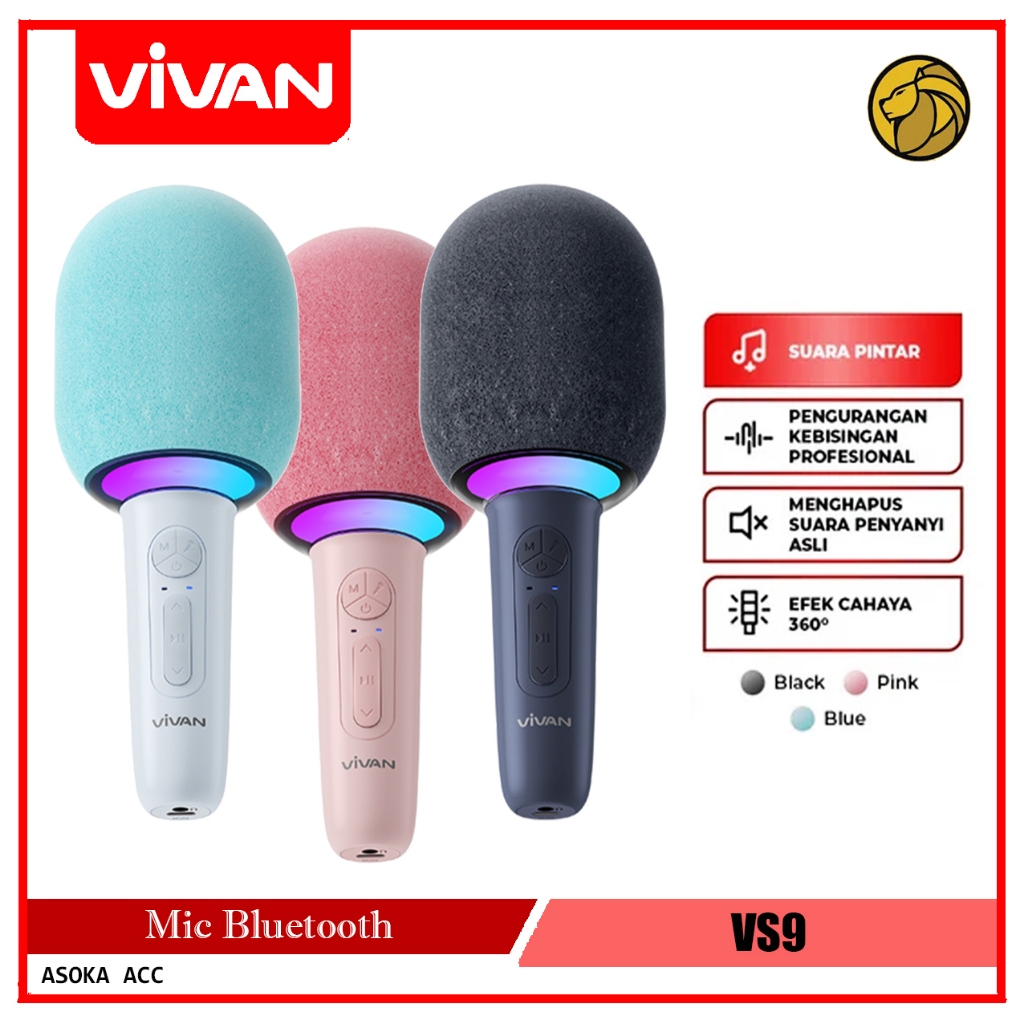 Vivan Microphone Bluetooth Speaker Karaoke VS9 RGB Light Voice Changer