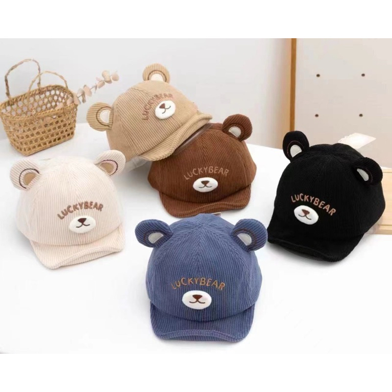 Topi baby lucky bear corduroy