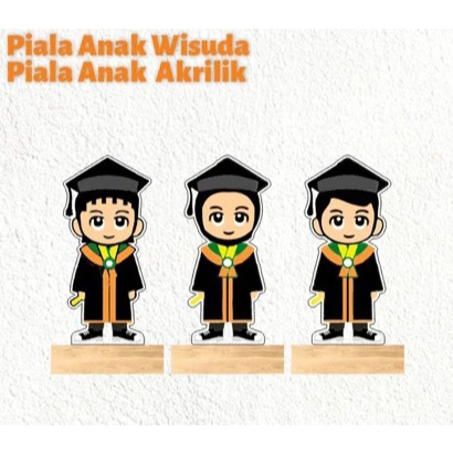 Piala Wisuda Akrilik Tatakan Kayu Custom Warna Plakat Wisuda Tatakan kayu