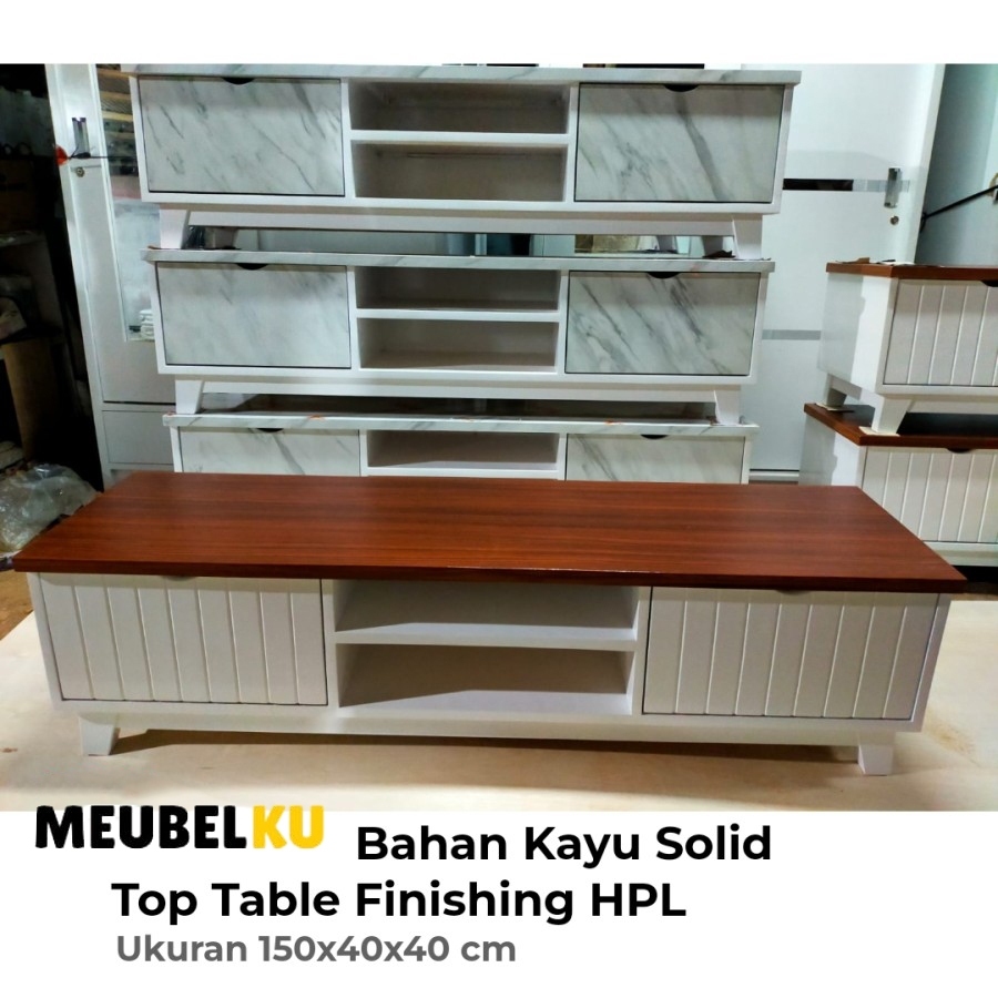 Rak Tv 150 cm Kayu solid HPL meja Tv 150 cm bahan Kayu solid Bufet tv