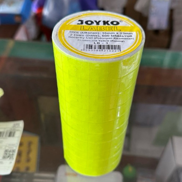 

( Harga 1 slop isi 10 rol kecil ) LB3 Price Label 2 Line / Kertas Label Harga 2 Baris Joyko LB-3 16 x 23 mm for MX-6600A MX-6600N warna kuning