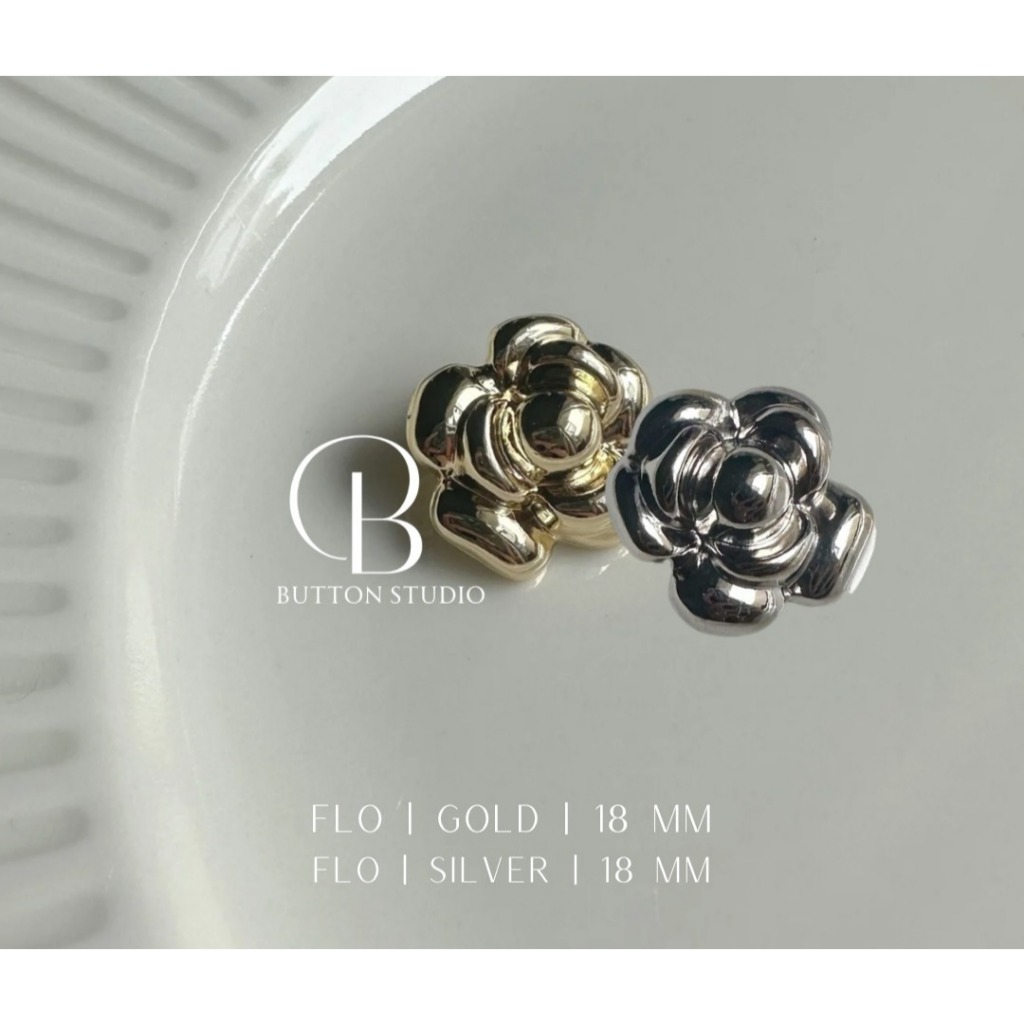 FLO - Kancing Kander Alloy, Kancing Baju Wanita , Flower Button Aesthetic, Silver, Gold, Rose Gold, 