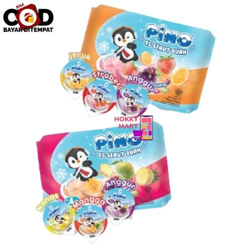 

[ HOKKY ] Pino Ice Cup 200ml Isi 4cup x 50ml Pino Es Serut Buah Assorted Fruit Grape Strawberry Orange Pineapple Snack Cemilan Anak Murah Halal