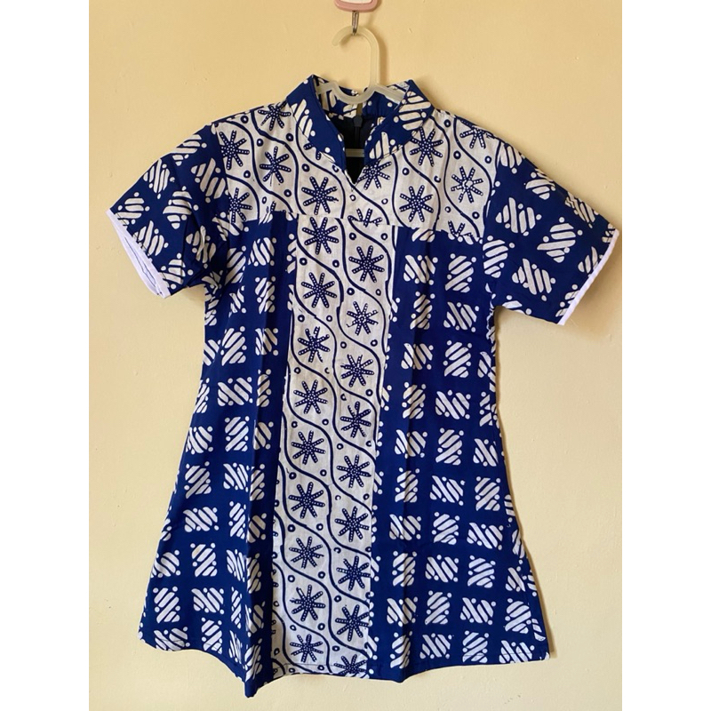 dress batik biru (navy)