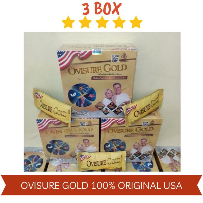 

TERBARU!! TERLARIS... PAKET 3 BOX OVISURE GOLD MILK SUSU VITAMIN TULANG DAN SENDI OSTEOPOROSIS 12 SACHET