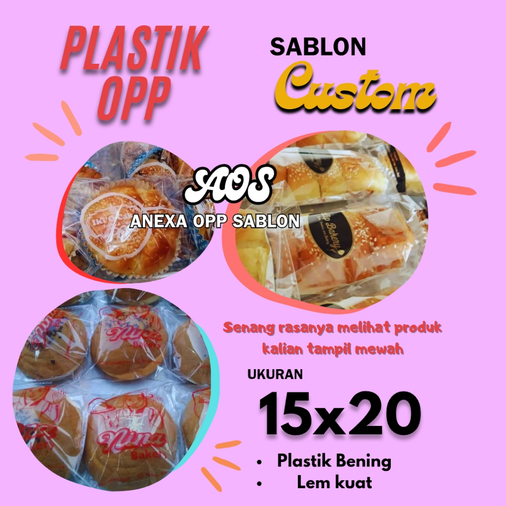 

Plastik OPP LEM 15x20 Sablon 1 warna