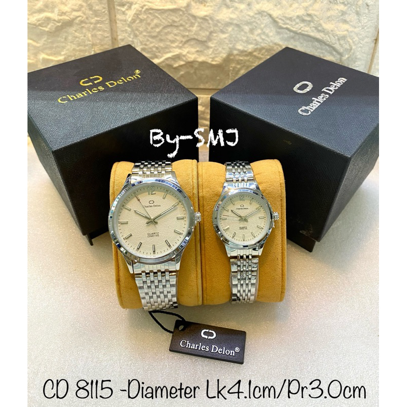 PROMO,,Jam Tangan Couple Charles Delon Rantai Stenlis Water Original