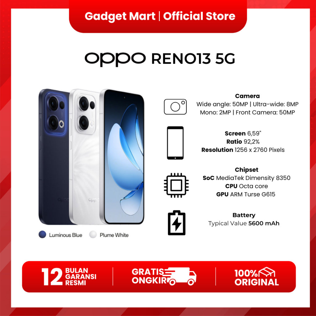 OPPO Reno13 5G 12GB / 256GB - Garansi Resmi