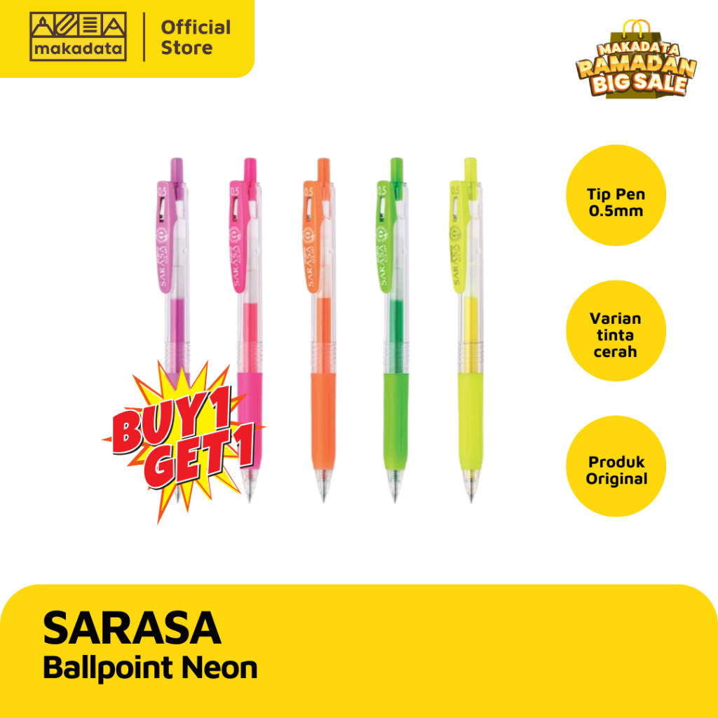 

PROMO ! BOLPEN / PULPEN SARASA NEON 0.5 (1 PCS) GET 1 FREE MURAH