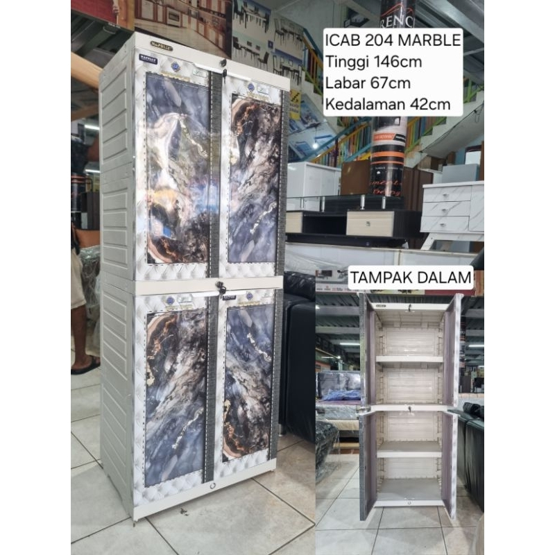 LEMARI PLASTIK FULL RAK 2 PINTU ICAB 204 NAPOLY