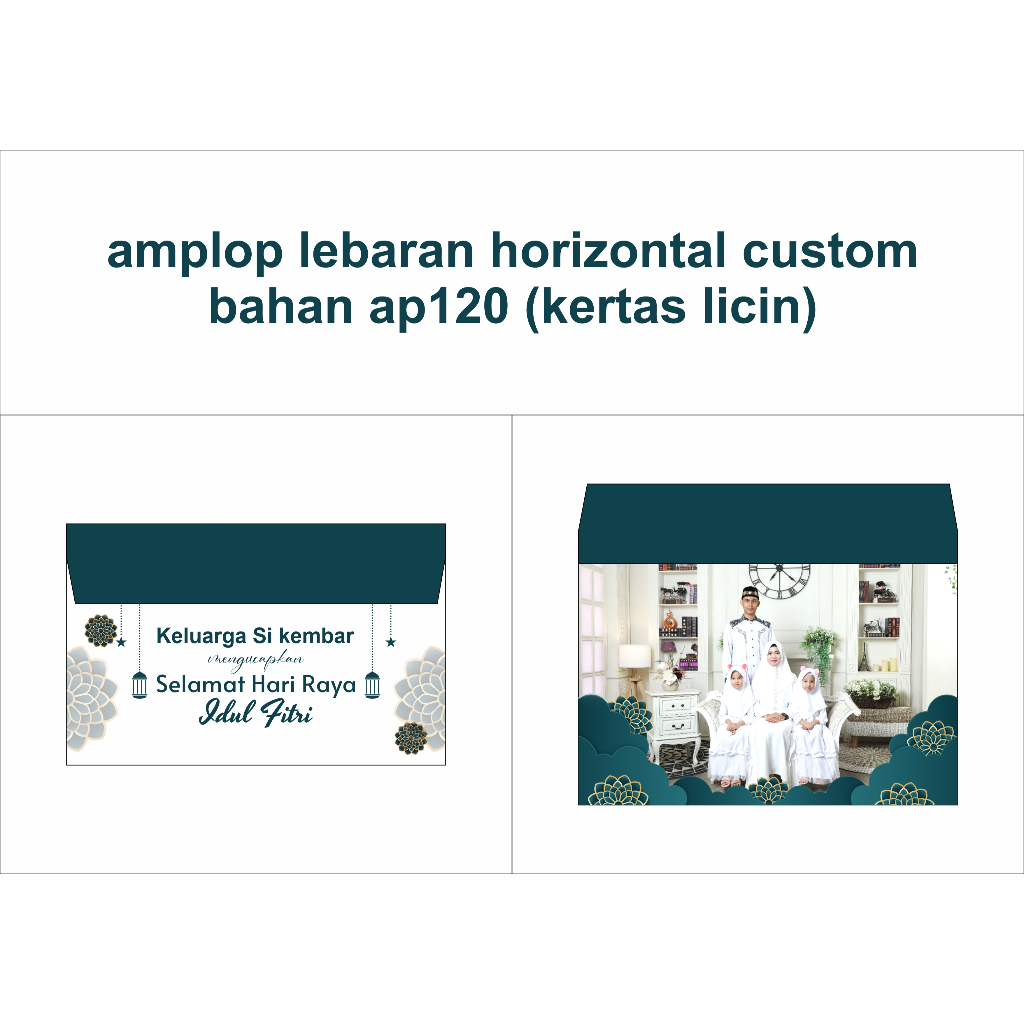 

amplop lebaran custom, horizontal isi 12 pcs.