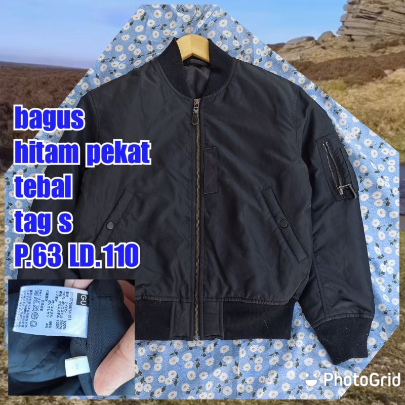 jaket work kerja casual bomber hitam ma 1 gu general uniqlo