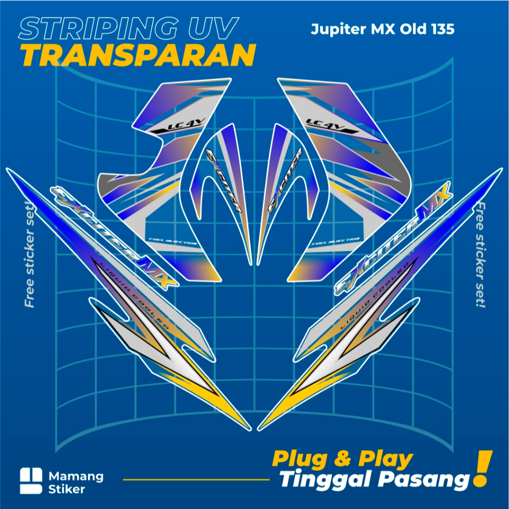 STRIPING TRANSPARAN Jupiter MX Old 135 Variasi (46) UV OJMX Lama Exciter Bening Malaysia