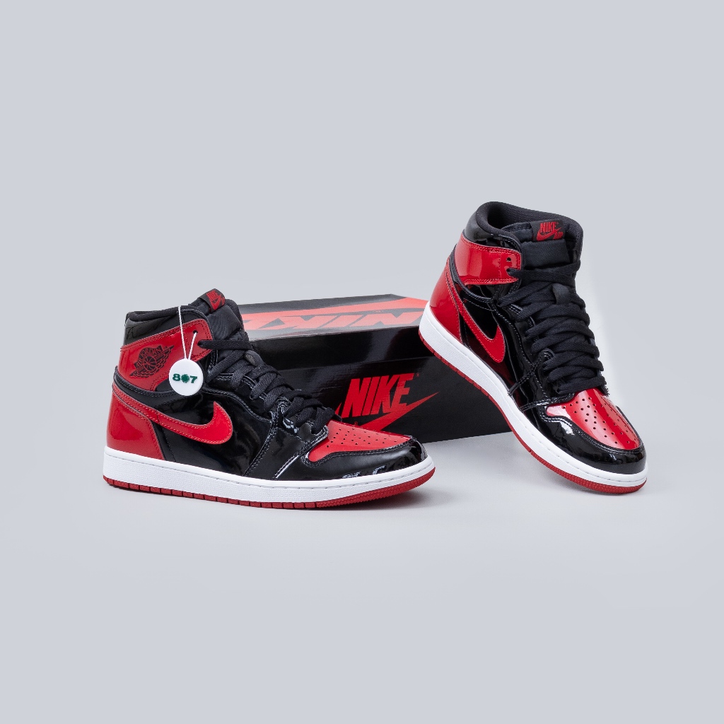 Air Jordan 1 High Patent Bred Black Red