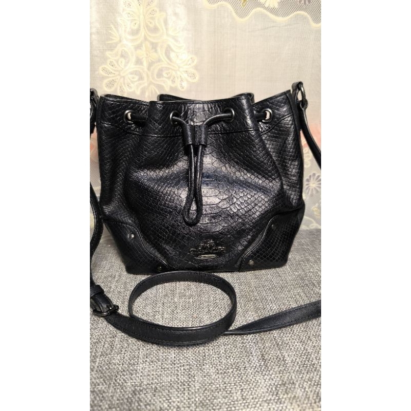 Preloved Coach Hobo Bucket Baby Mickie Drawstring Exotic Leather