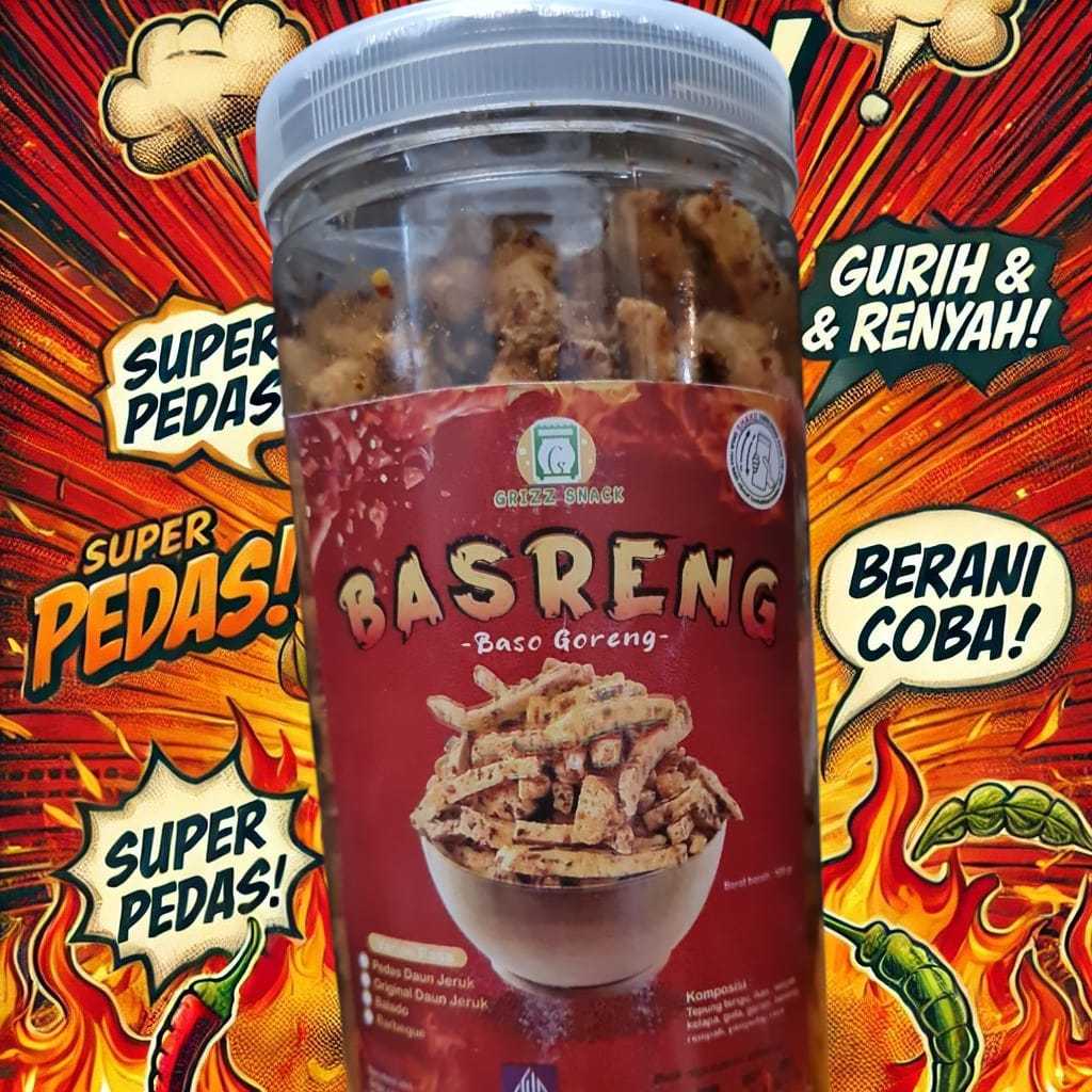 

Basreng pedas chili oil di jamin meler dan nasteng toples 1300ml 500gr