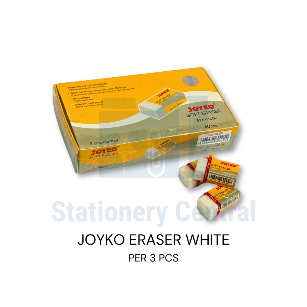

(Per 3 pcs) Penghapus Joyko Putih 526 B40P Rubber Eraser Kecil