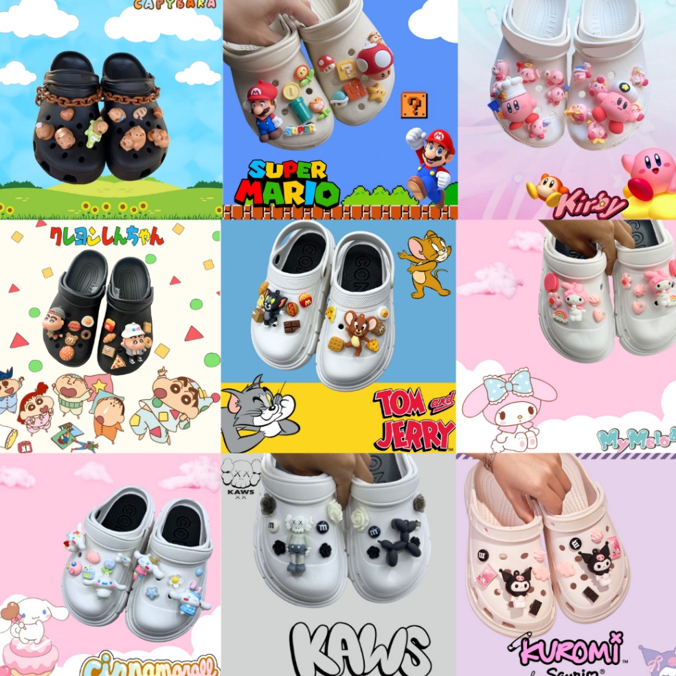 KODE D87E JIBBITZ SET FLEEZY  Jibbitz Satu Set Berkarakter Aksesoris Jibbitz Charm Gesper Sandal Pin