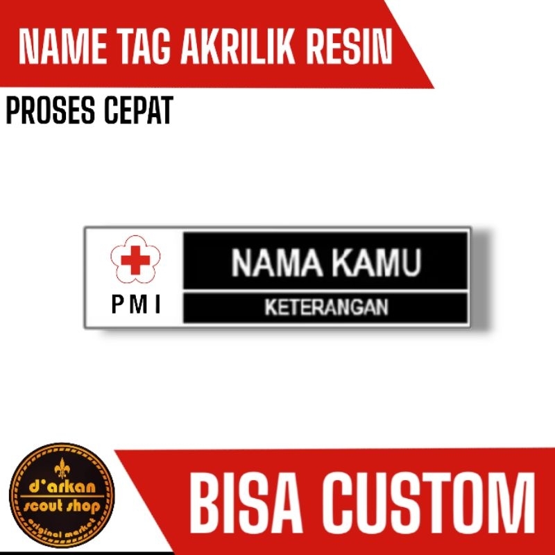 

Papan Nama/ Nama Dada/ Name Tag Akrilik Custom Nama Peniti