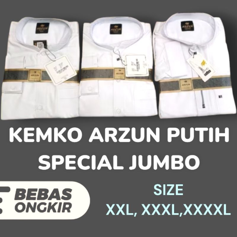 Koko arzun putih jumbo lengan panjang ( manset) katun premium