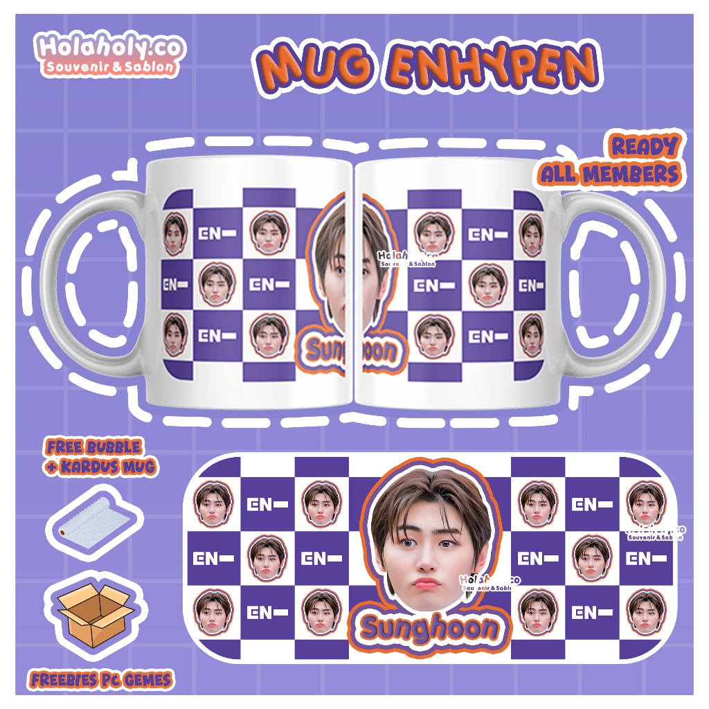 Gelas ENHYPEN Mug ENHYPEN (READY) (COD) Gelas enhy Foto gemes Fankit KPOP Hadiah Hampers