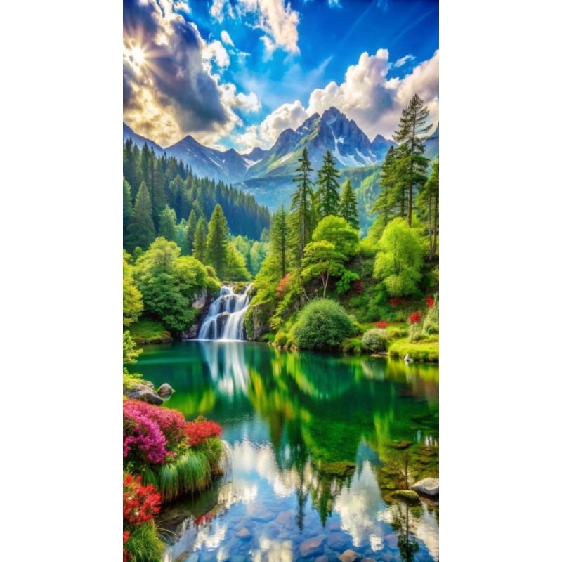 poster cetak jumbo, pemandangan alam, hiasan dinding, pemandangan alam,bisa costum