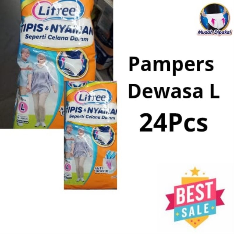 LIFREE PANTS POPOK CELANA DEWASA / POPOK DEWASA [ SIZE : L ISI 24pcs ]
