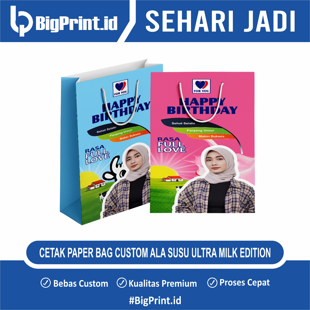 

Custom Paper Bag Kado Muka Ala ULTRAMILK Edition | Termurah