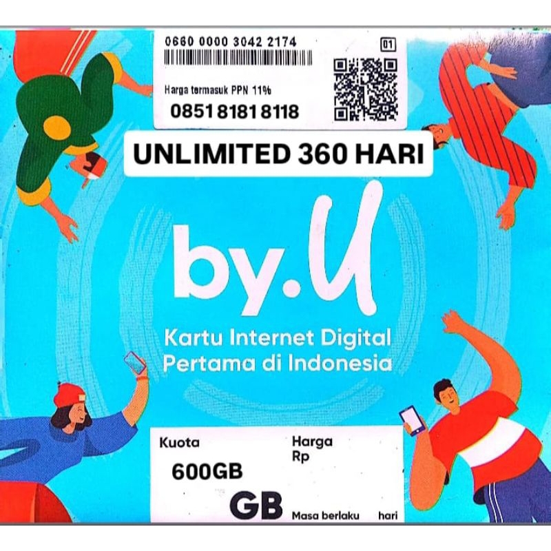 PROMO KARTU PERDANA BY.U NOMOR CANTIK 12 DIGIT BONUS KUOTA 600GB SUPORT KUOTA BERLAKU 360 HARI