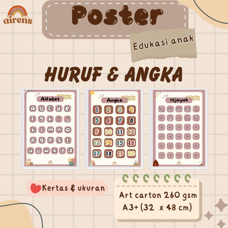poster edukasi huruf dan angka