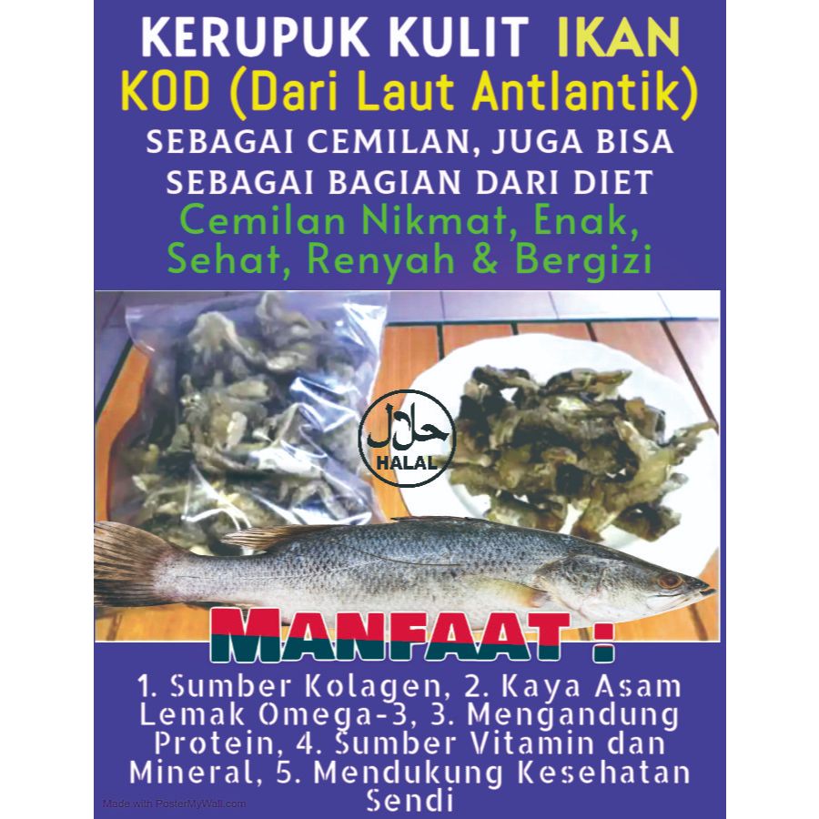 

Kerupuk Kulit Ikan Kod (Ikan Dari Samudra Atlantik) Original, Enak, Renyah, Bergizi dan punya kasiat kesehatan