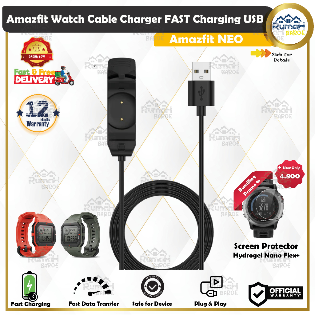 USB Cable Charger Smartwatch Amazfit Neo ORI Quality Fast Charging PREMIUM