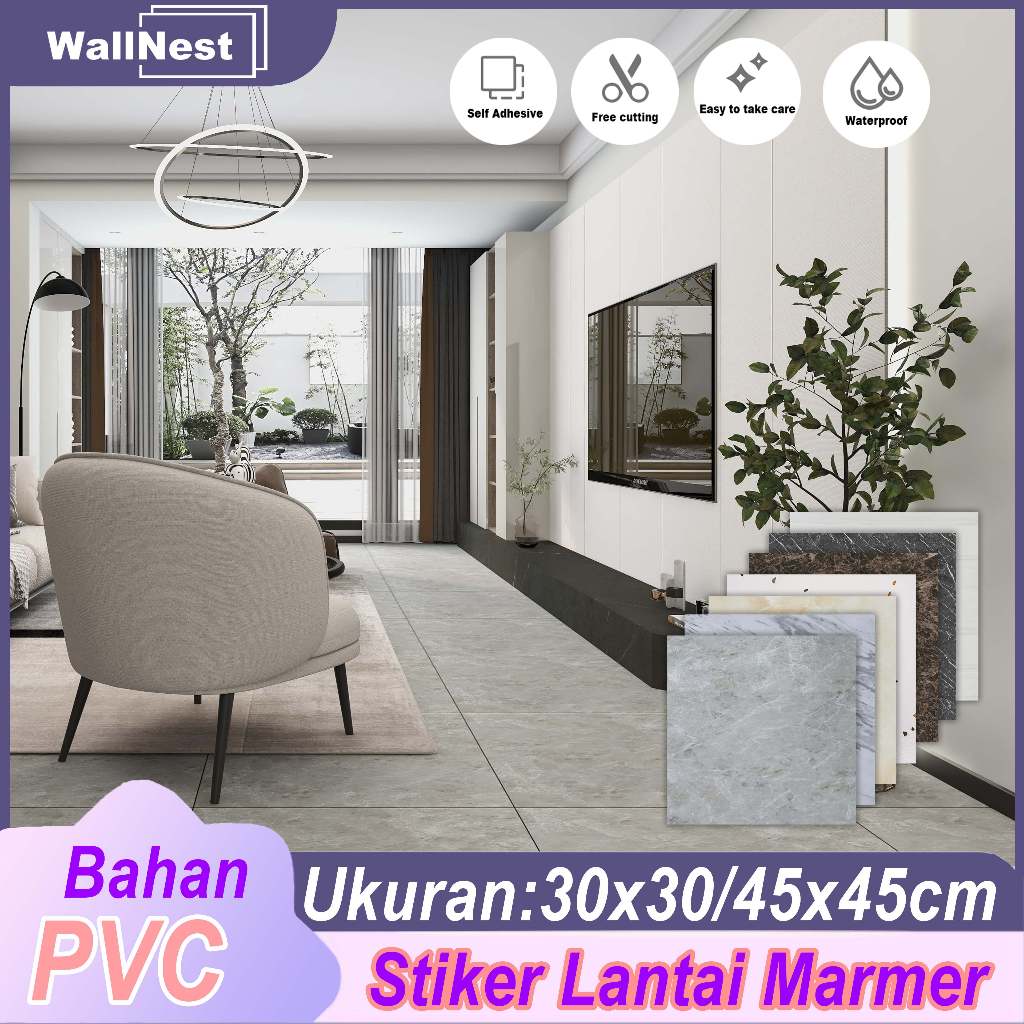 [WallNest]Vinyl Sticker Lantai Marmer Granit 30x30cm/45x45cm Lantai Vinyl Marbel Granit Motif Vinyl 