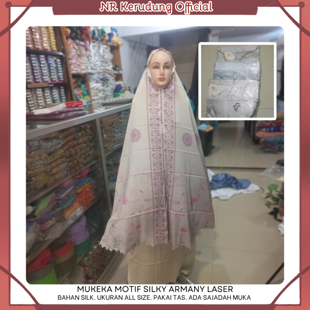 Mukena Silk Amany Motif / Mukena Viral / Talkum Silk Armani Motif