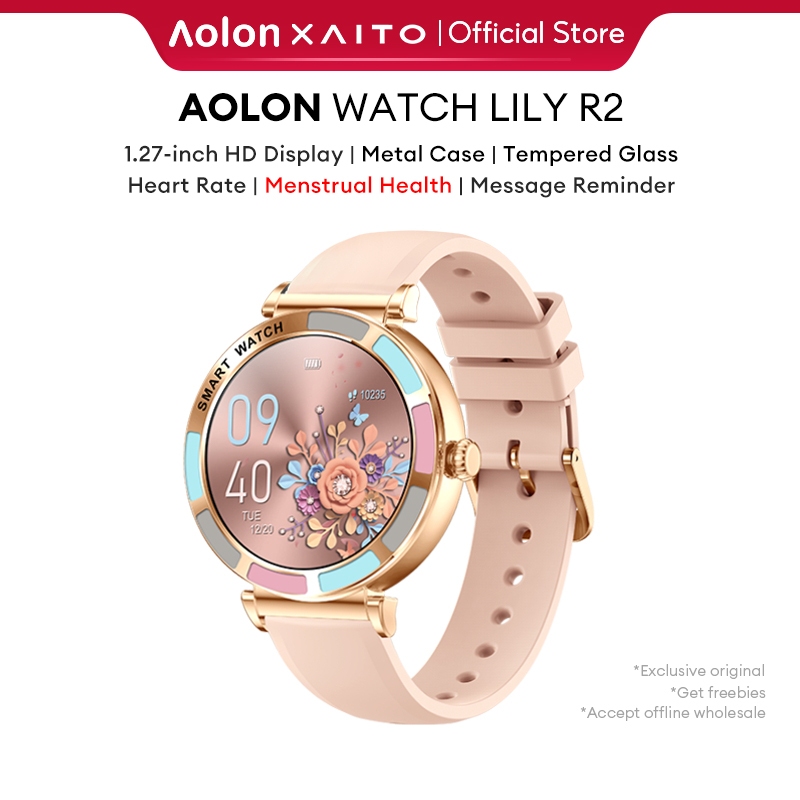 Aolon Lily R2 Jam Tangan Wanita Amoled Berlian Wallpaper Kustom Pemantauan Kesehatan Smart Watch Kes