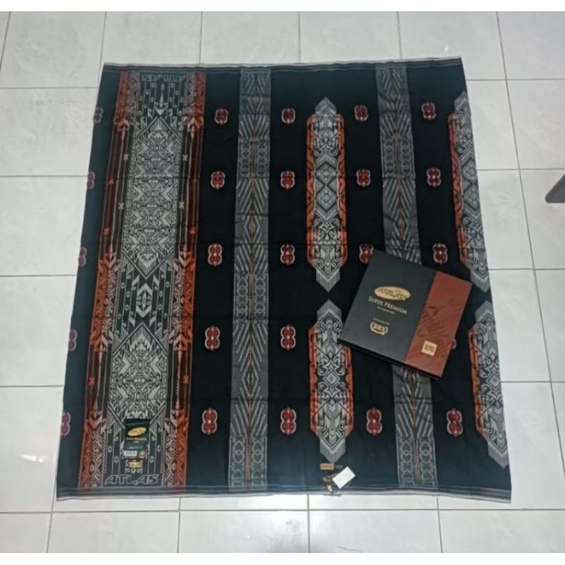 Sarung Atlas Supreme Hitam super Original Bahan Rayon Adem Songket Terbaik Motif BHS JGE JGL JGM JGA