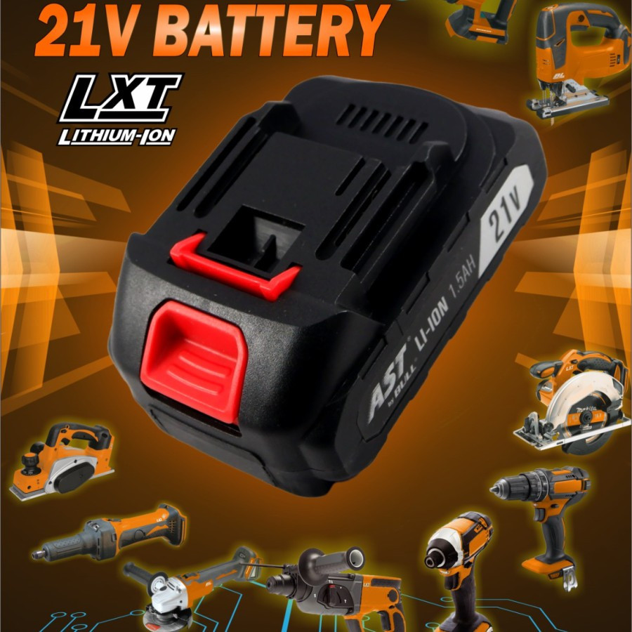 AST BULL Baterai Mesin Bor / Mesin Potong Rumput Cordless 21 Volt Model Makita LXT