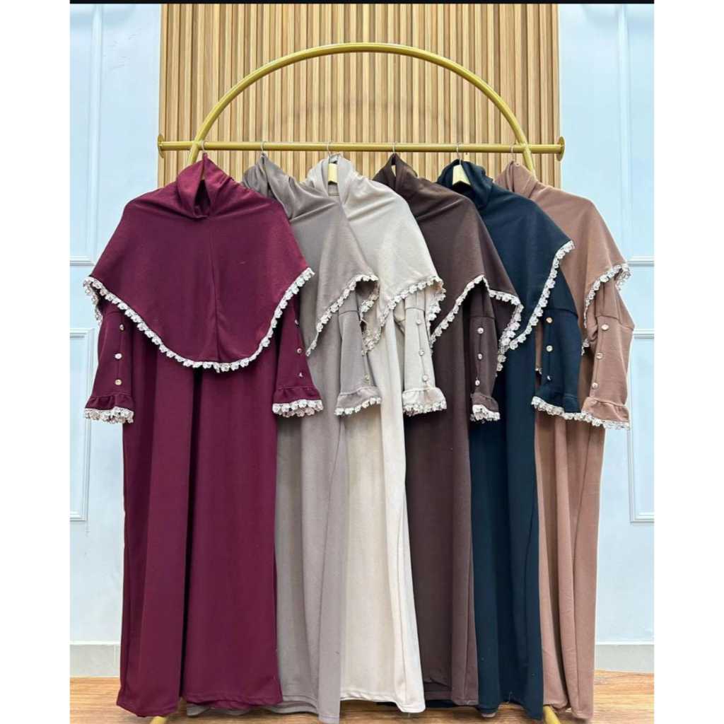 Set Hijab gamis larissa Knit bordir