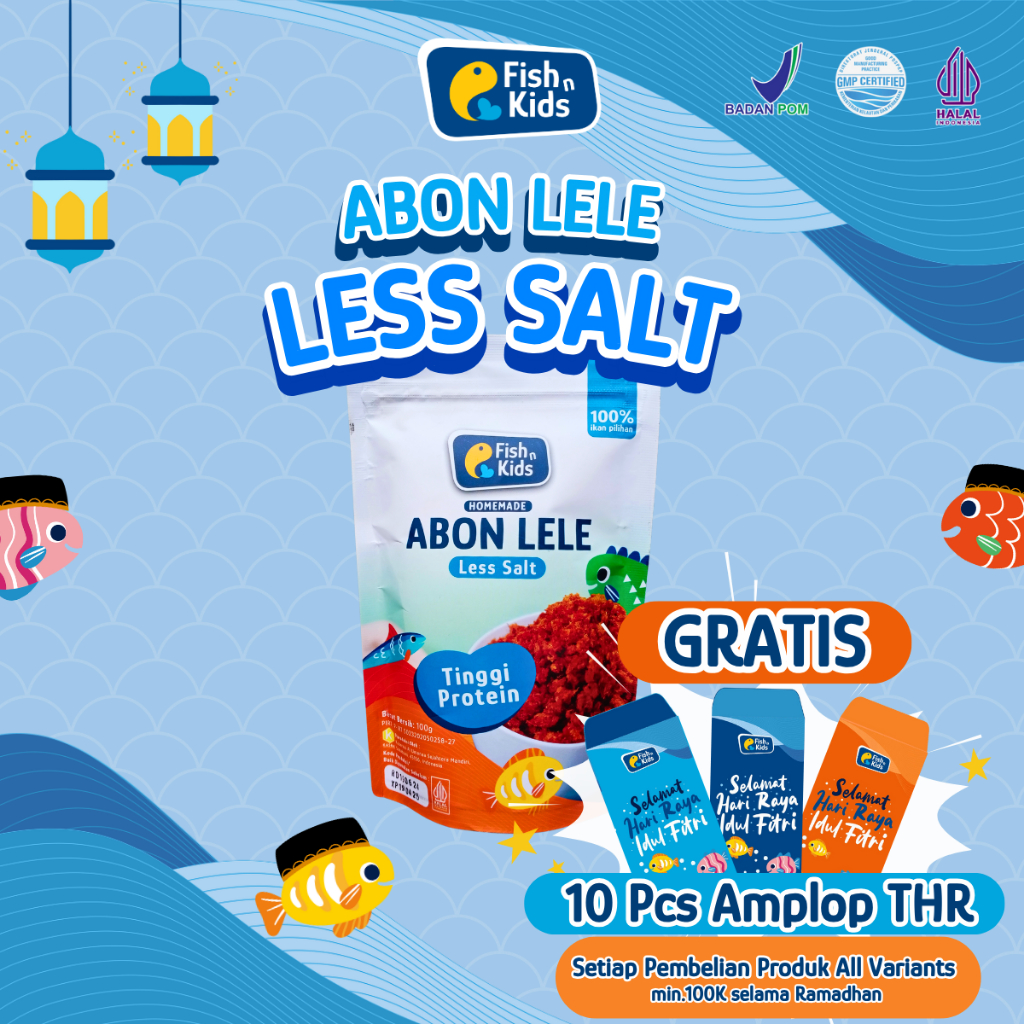 

Abon MPASI Penambah Nafsu Makan Anak/ Abon Bayi/Abon Ikan Lele Rendah Garam Non MSG 100 gram Fish n Kids