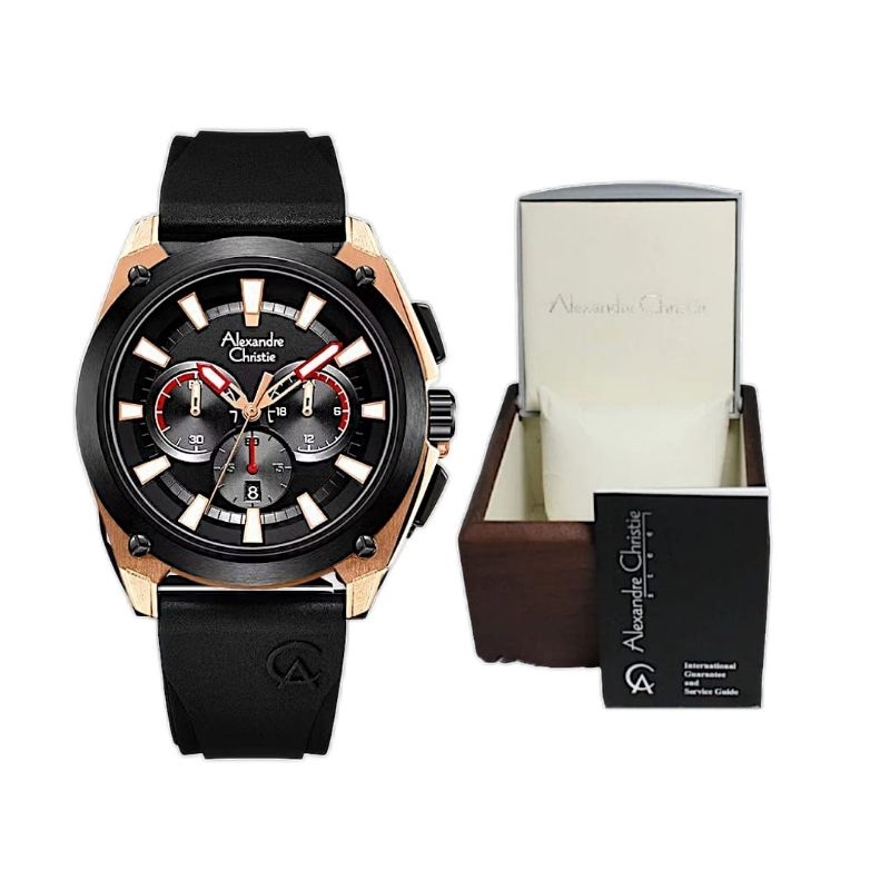 Jam Tangan Pria Alexandre Christie 6612 AC6612 AC 6612 Tali Karet / Rubber