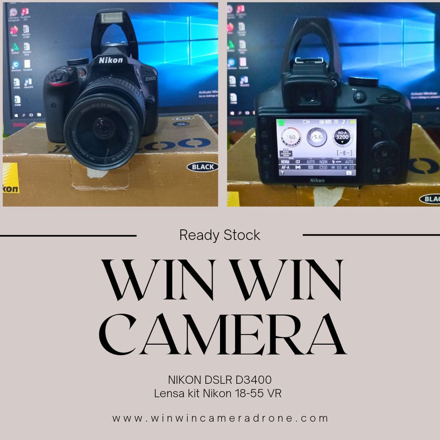 Kamera Camera DSLR Nikon D3400 Lensa kit Afp 18-55 VR