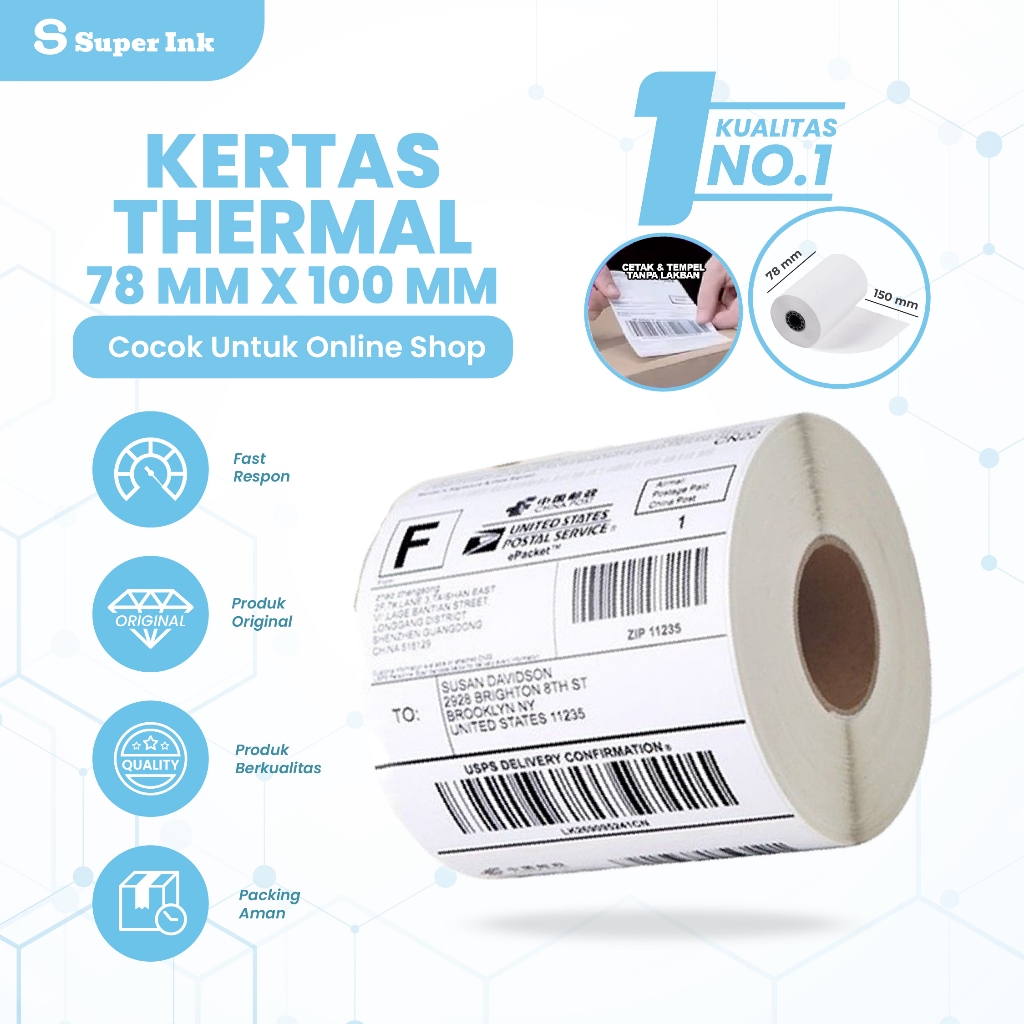 

Kertas Sticker Label / Resi Thermal Barcode 78x100 mm isi 300 lembar