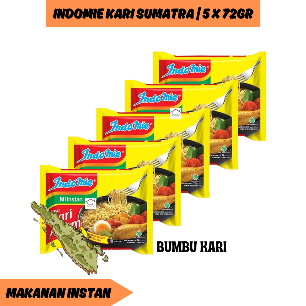 

5PCS Indomie Kuah Kari Ayam Sumatra Dengan Bumbu Kari Lebih Bening