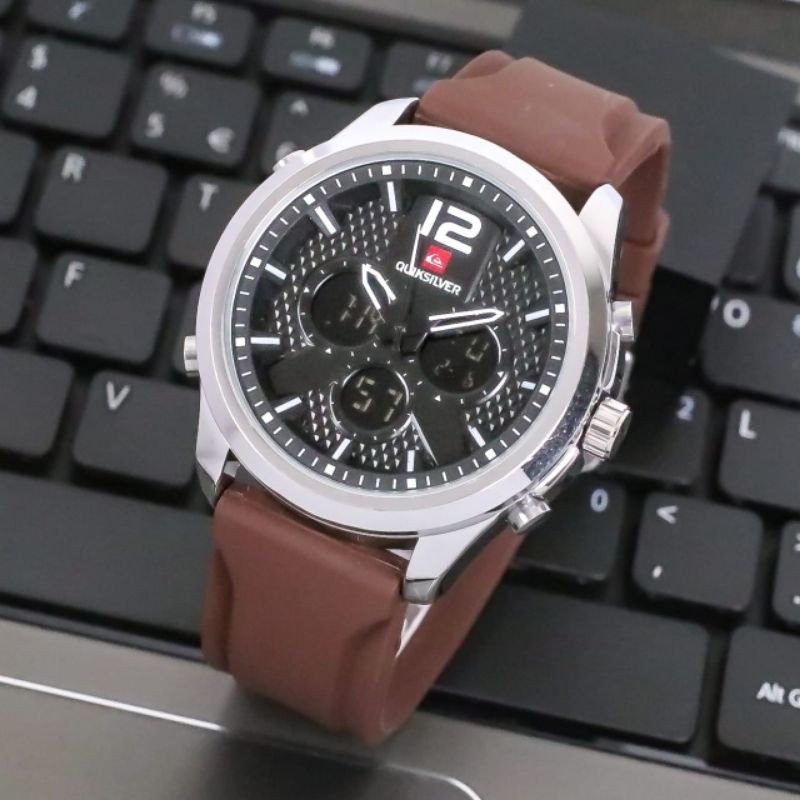 Jam Tangan Pria Dual Time QS Analog Digital Model Alexandre Christie