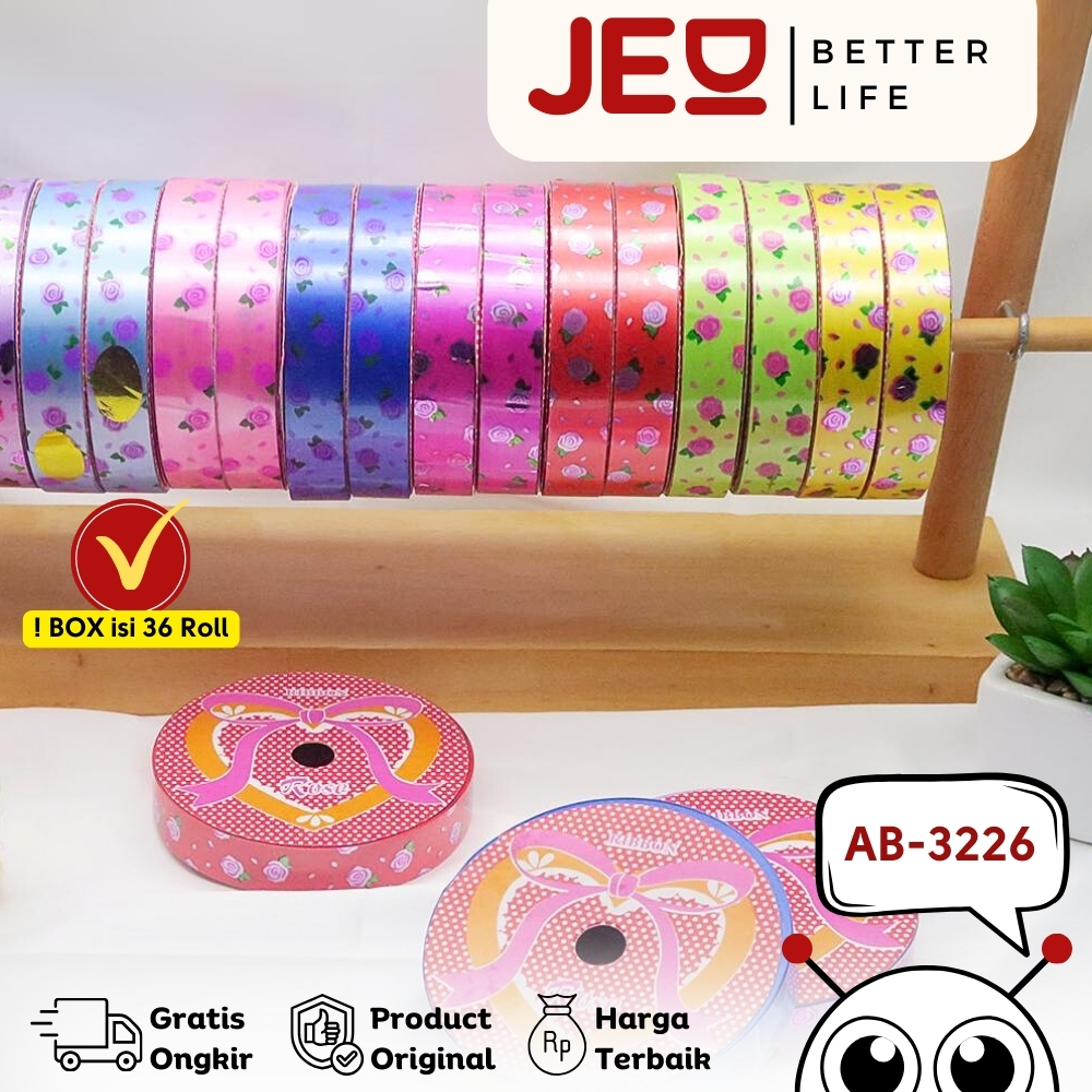 

1 BOX isi 36 ROLL MIX WARNA Pita Jepang / Pita / Pita Jepang motif / Pita Jepang plastik PVC