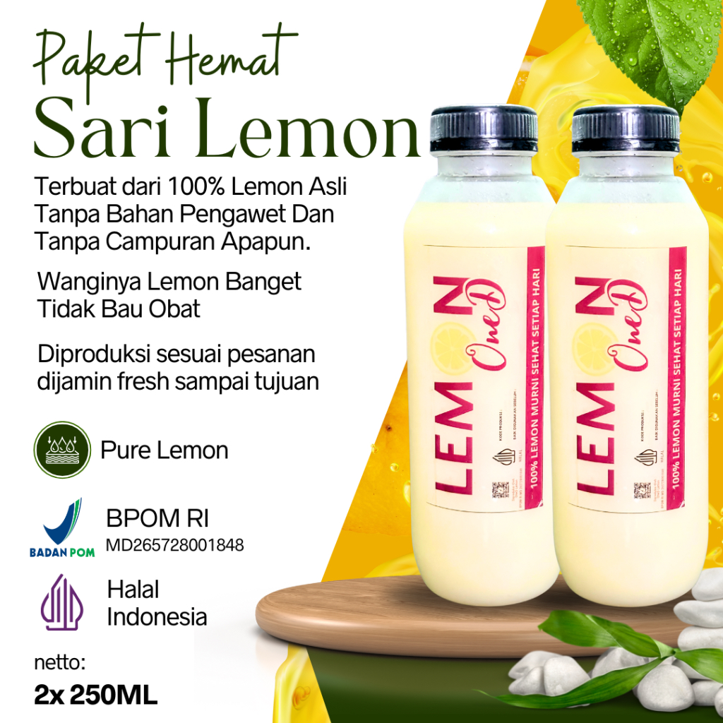 

PAKET 2 Botol Sari Lemon California 250ML Murni Alami 100% Untuk Detoks Dan Diet Alami