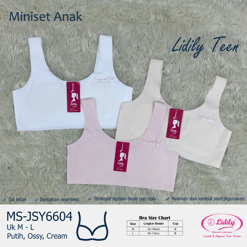 Lidily Teen Miniset Remaja Seamless / Bh Anak Sekolah Bra Pelajar Miniset Remaja MS JSY6604