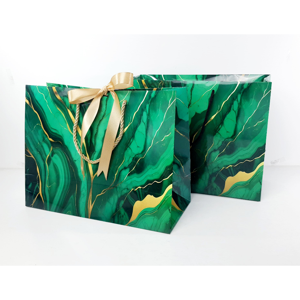 

Paperbag Glamour Green Marble Series Uk 32,5x14x25cm